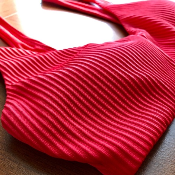 Express Solid Coral Pink Ribbed Sports Bra Top - Picture 7 of 10